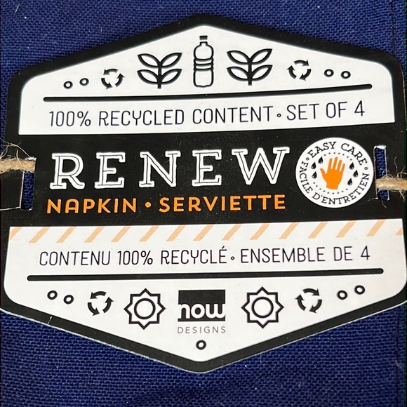 ECO-friendly/wrinkle resistant now DESIGNS 100% recycled content napkins-s/4-NWT - Picture 4 of 9